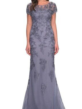 NWT La Femme 29792SC Tulle Evening Dresses Dusty Purple Size 4